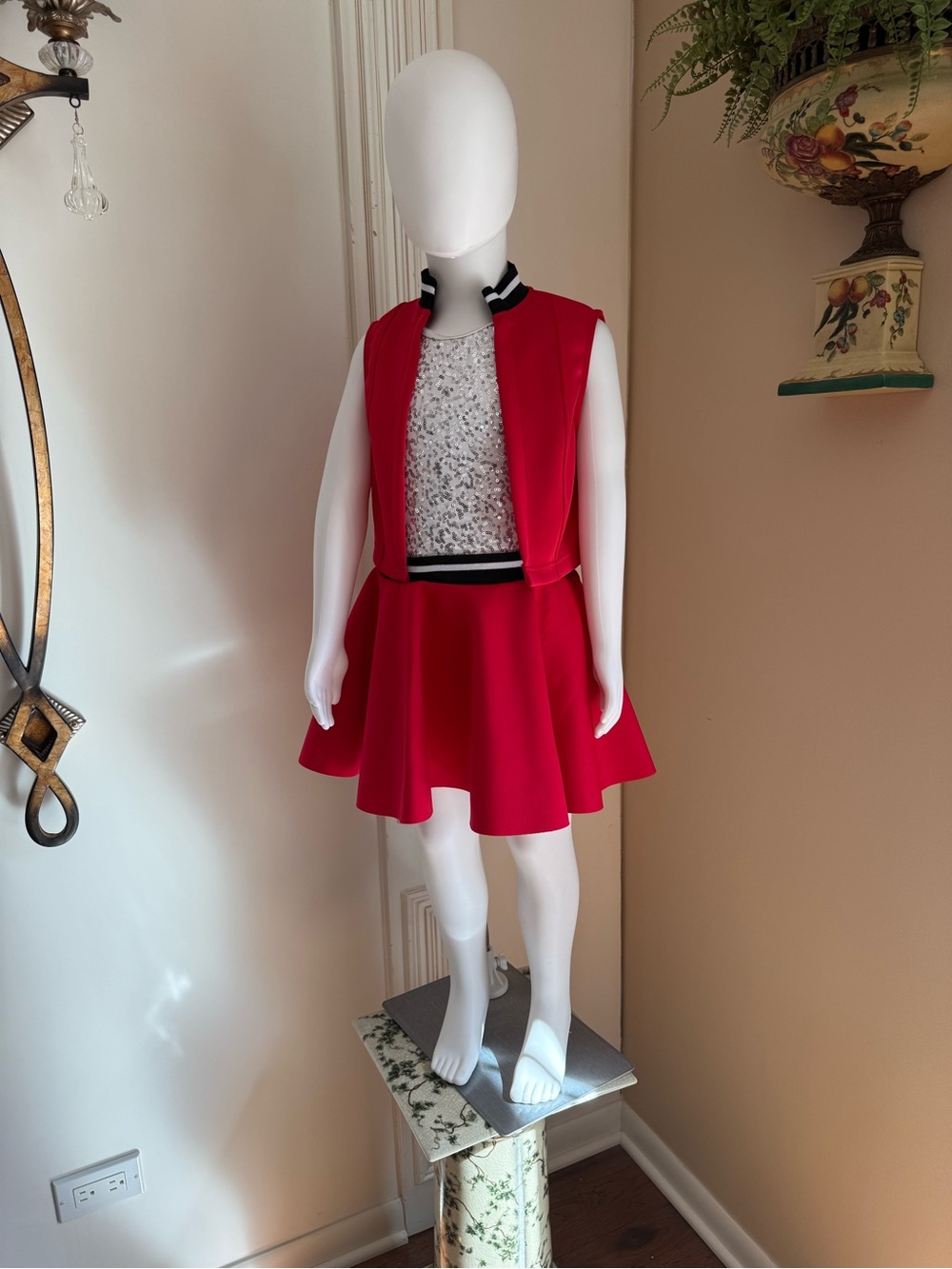 Girls Red Silver Sequin Dance Costume Weissman Run the Show IC 17463